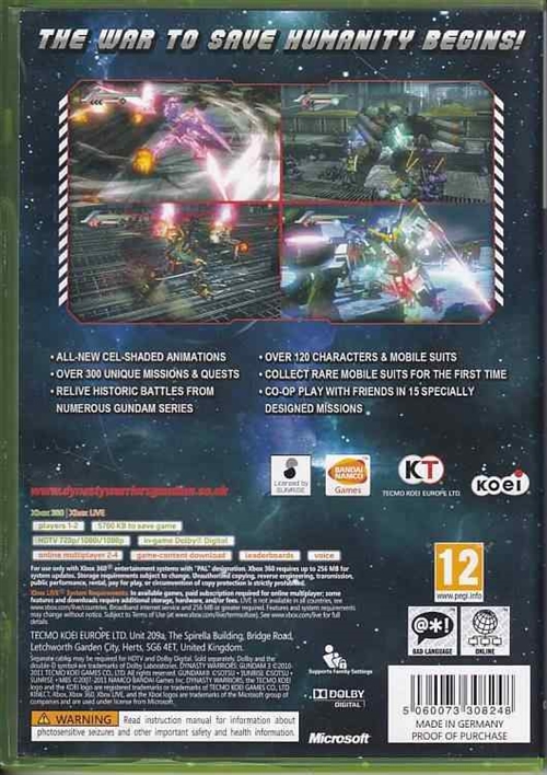 Dynasty Warriors Gundam 3 - XBOX 360 (B Grade) (Genbrug)